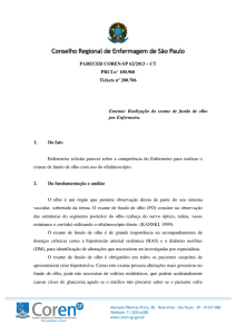 Realização do exame de fundo de olho por Enfermeiro - coren-sp