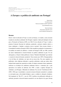 A Europa e a política de ambiente em Portugal