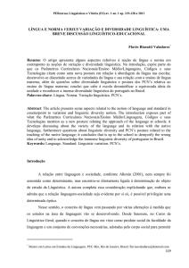 língua e norma versus variação e diversidade linguística