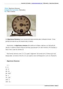 Título: Algarismos Romanos Componente Curricular: Matemática
