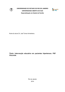 Título: Intervenção educativa em pacientes hipertensos. PSF