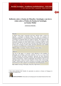 Reflexões sobre o Ensino de Filosofia e Sociologia e um breve