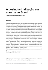 A desindustrialização em marcha no Brasil