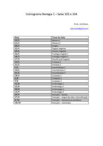 Cronograma Biologia 1 – Salas 102 e 104