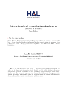 Integração regional, regionalização,regionalismo: as - Hal-SHS