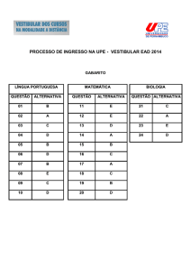 PROCESSO DE INGRESSO NA UPE