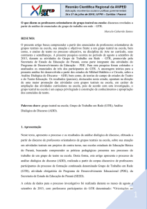 O que dizem os professores orientadores de grupo teatral na escola