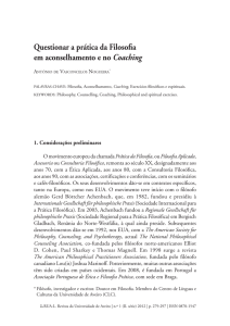 Questionar a prática da Filosofia em aconselhamento e no Coaching