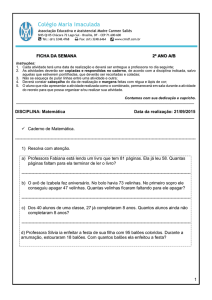 1 FICHA DA SEMANA 2º ANO A/B DISCIPLINA: Matemática Data da
