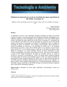 Influência da mineração de carvão na toxicidade das águas