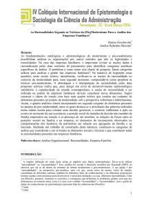 As Racionalidades Segundo os Teóricos do (Pós)Modernismo Para