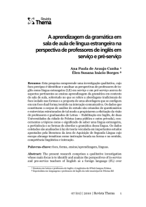 A aprendizagem da gramática em sala de aula de língua