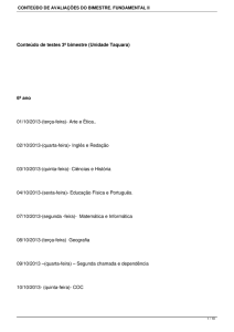 CONTEÚDO DE AVALIAÇÕES DO BIMESTRE. FUNDAMENTAL II