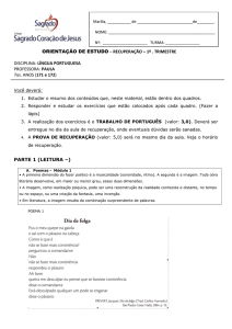 ORIENTAÇÃO DE ESTUDO – RECUPERAÇÃO – 1º . TRIMESTRE