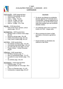 Conteúdos Parciais da II Unidade