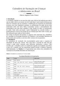 Calendário de Vacinação em Crianças e Adolescentes no