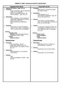 TURMA: 3º ANO - Semana de 30/01 a 03/02/2017 Segunda