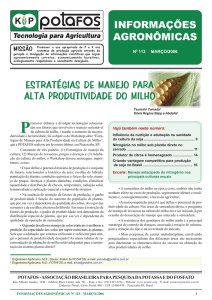 Estratégias de manejo para alta produtividade do milho