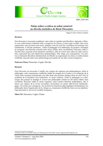 Notas sobre a crítica ao saber sensível na dúvida metódica de René