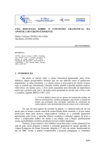 uma reflexão sobre o conteúdo gramatical da apostila - PLE