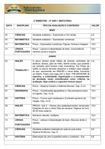 2º BIMESTRE – 5º ANO 1 (MATUTINO) DATA DISCIPLINA TIPO DA