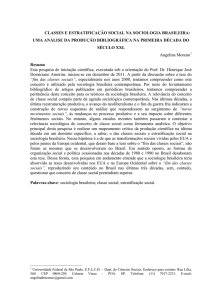 CLASSES E ESTRATIFICAÇÃO SOCIAL NA SOCIOLOGIA