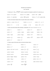 Matemática para Engenharia I Lista Derivadas 1. Usando - PET-EE