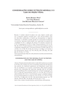 considerações sobre nutrição mineral e o caso do feijão vigna