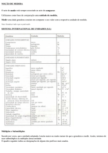 NOÇÃO DE MEDIDA O acto de medir está sempre