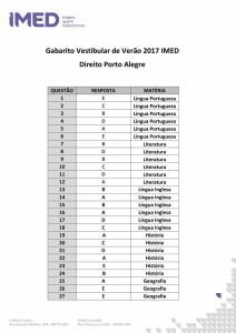 Gabarito Vestibular de Verão 2017 IMED Direito Porto Alegre