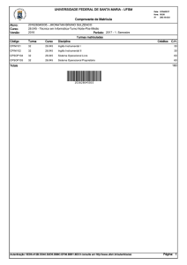 Comprovante de Matrícula UNIVERSIDADE FEDERAL DE