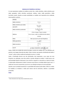 MEDIDAS DE TENDÊNCIA CENTRAL1 As mais importantes