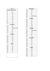 TIPO 2 Língua Port./Literat. 1 C 2 A 3 B 4 C 5 A 6 D 7 B 8 A 9 A 10 C