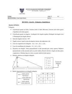 REVISÃO – Lista 06 – Triângulos e Quadriláteros Algumas