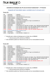 Calendário de Avaliações dos 2ºs anos do Ensino