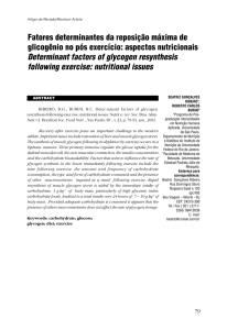 Fatores determinantes da reposição máxima de glicogênio no pós
