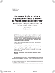 Fenomenologia e cultura: significado crítico e limites da idéia