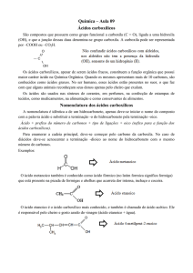Química – Aula 09 Ácidos carboxílicos Nomenclatura dos ácidos
