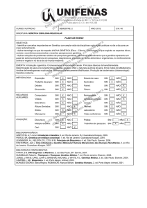 GENETICA E BIOLOGIA MOLECULAR PLANO DE ENSINO