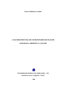 a macroestrutura de um dicionário escolar de geografia
