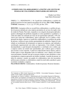 O PERFIL DOS COLABORADORES E A POLÍTICA DE GESTÃO DE