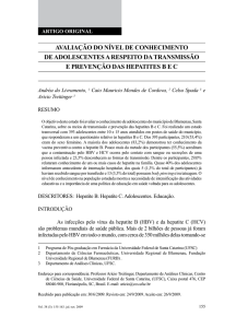 aValiaÇÃo Do nÍVEl DE ConHECiMEnto DE aDolESCEntES a