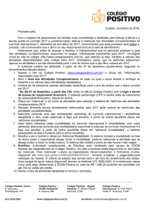 Curitiba, novembro de 2016. Prezados pais, Com o objetivo de