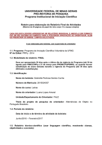 Relatório Iniciação Científica - Gabriella Pedrosa