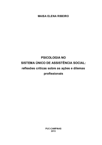 PSICOLOGIA NO SISTEMA ÚNICO DE ASSISTÊNCIA SOCIAL