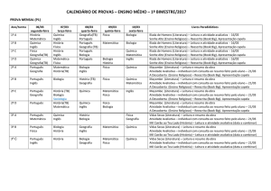 CALENDÁRIO DE PROVAS – ENSINO MÉDIO – 1º BIMESTRE/2017