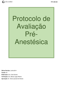 Protocolo de Avaliação Pré- Anestésica