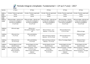 Período Integral e Ampliado– Fundamental I – (1º ao 5 º ano) – 2017