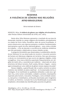 RESENHA A violêNciA dE gêNERo NAS REligiõES afro