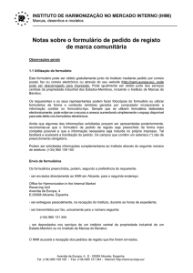 Notas sobre o formul&aacute;rio de pedido de registo de marca
